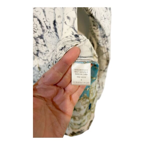 Aratta Silent Journey Damask Button Down Floral Shirt  Sz S Semi Sheer Back G9 - Picture 5 of 9